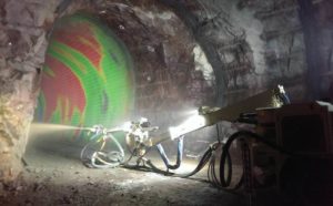 Interior of tunnel being surveyed using Amberg Technologies surveying technology