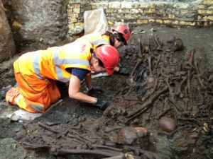 Crossrail excavators uncovering skeletons