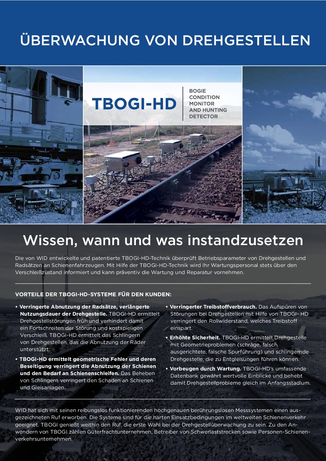 TBOGI HD – Bogie Condition Monitor and Hunting Detector – Deutsch