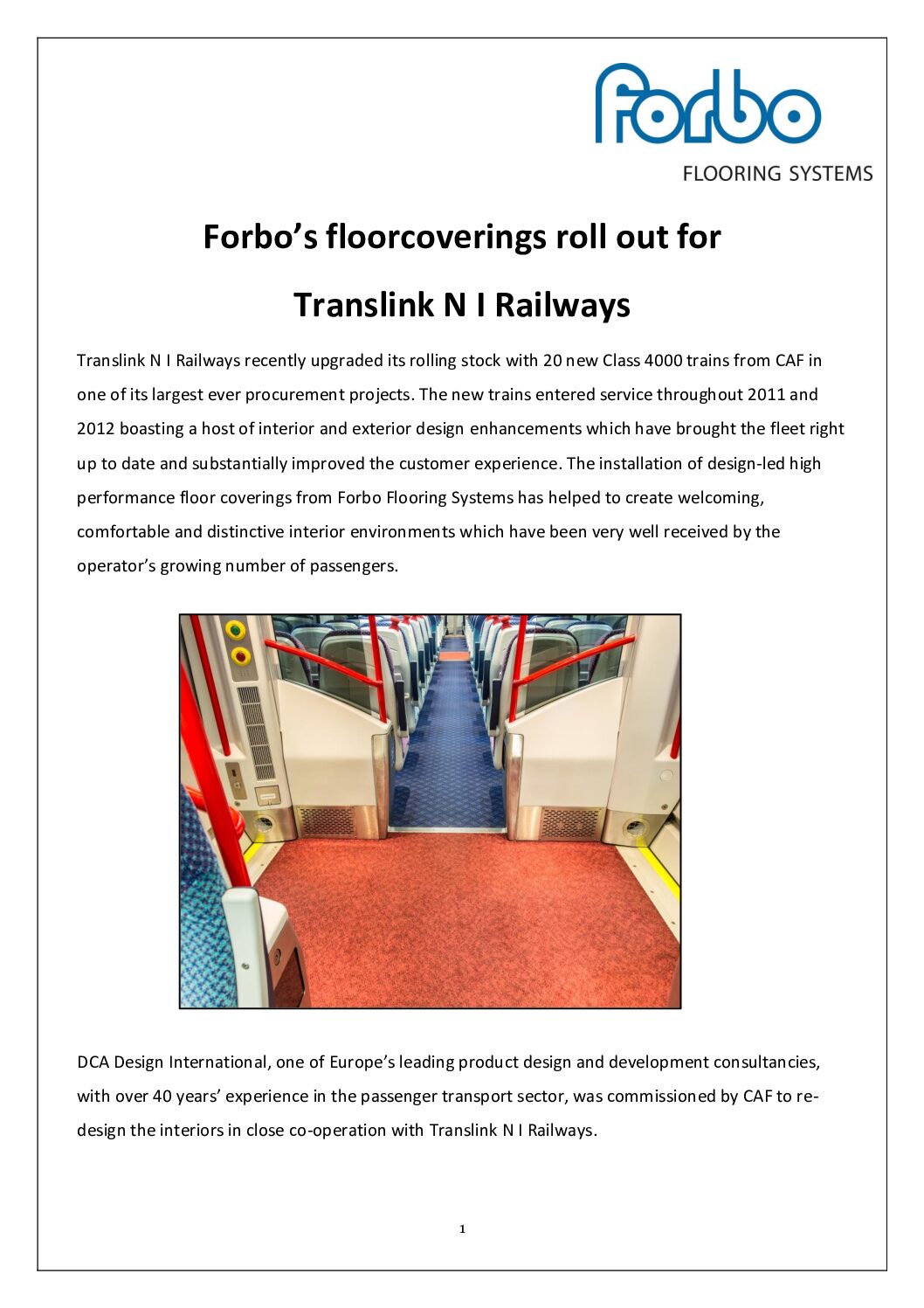 Forbo Flooring – Translink NI Railways Case Study