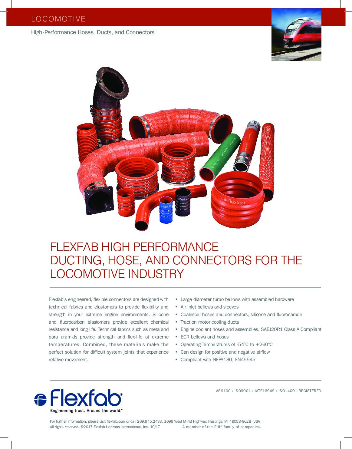 High Performance Ducting, Hose, and Connectors for the Locomotive Industry
