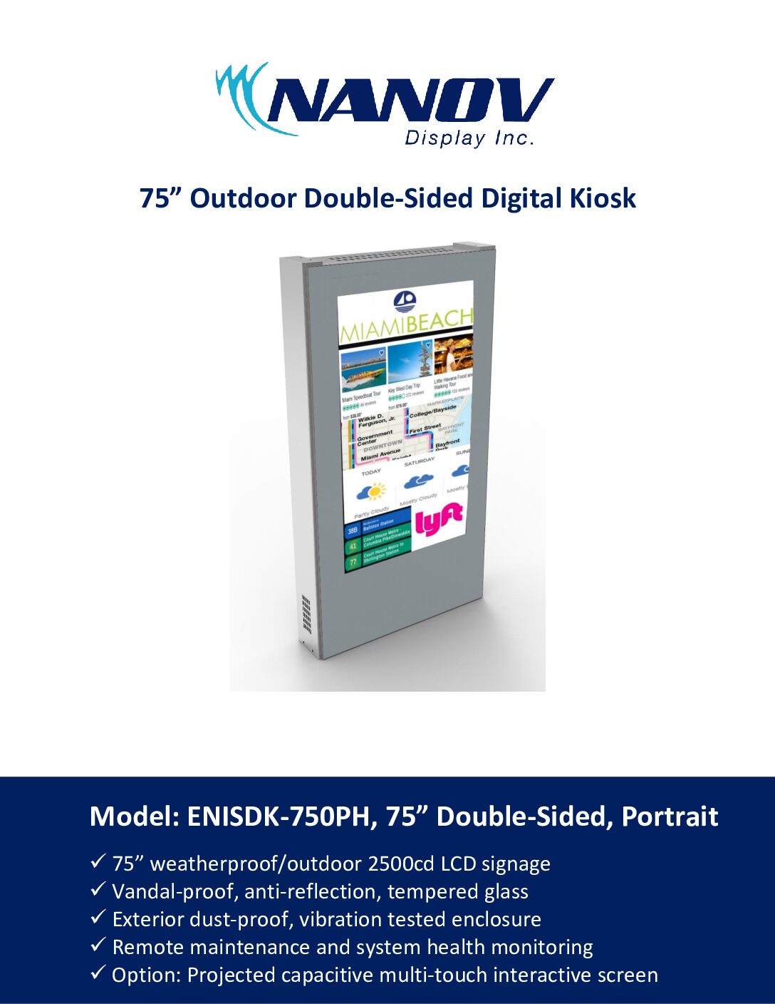 75” Outdoor Double-Sided Transit Kiosk