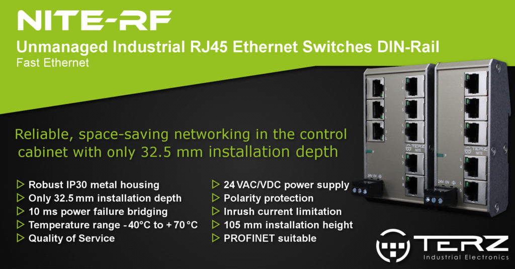 Flat Unmanaged Industrial Ethernet Switches RJ45 DIN-Rail