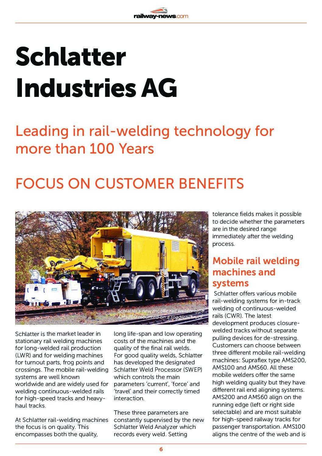 Leading in Rail Welding Technology for 100 Years
