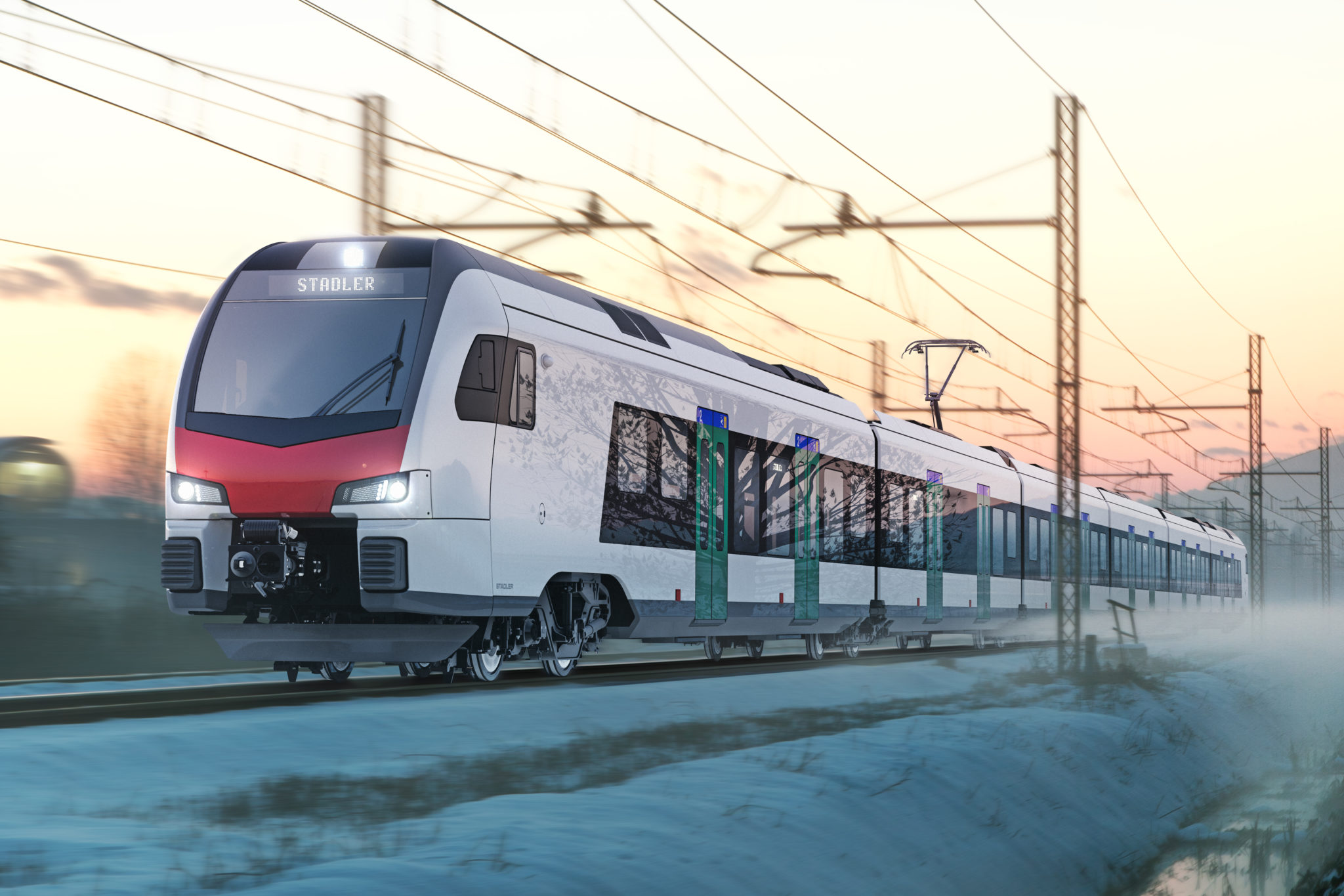 Rendering of one of the Stadler Ticino Lombardy trains