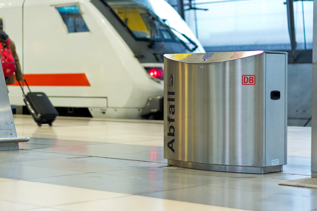 AUWEKO Stainless Steel Waste and Recycling Bins for Railway Stations