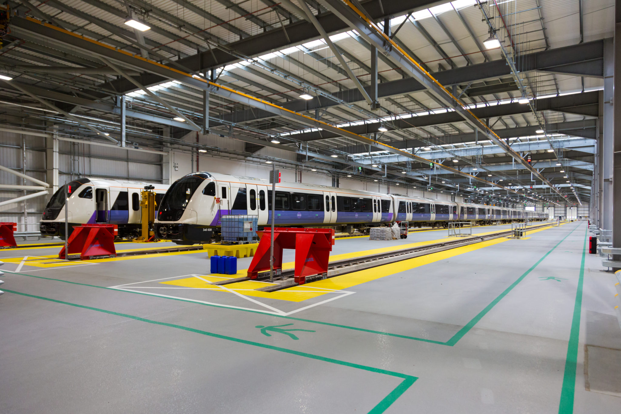 Class 345 Elizabeth line trains at Old Oak Common depot