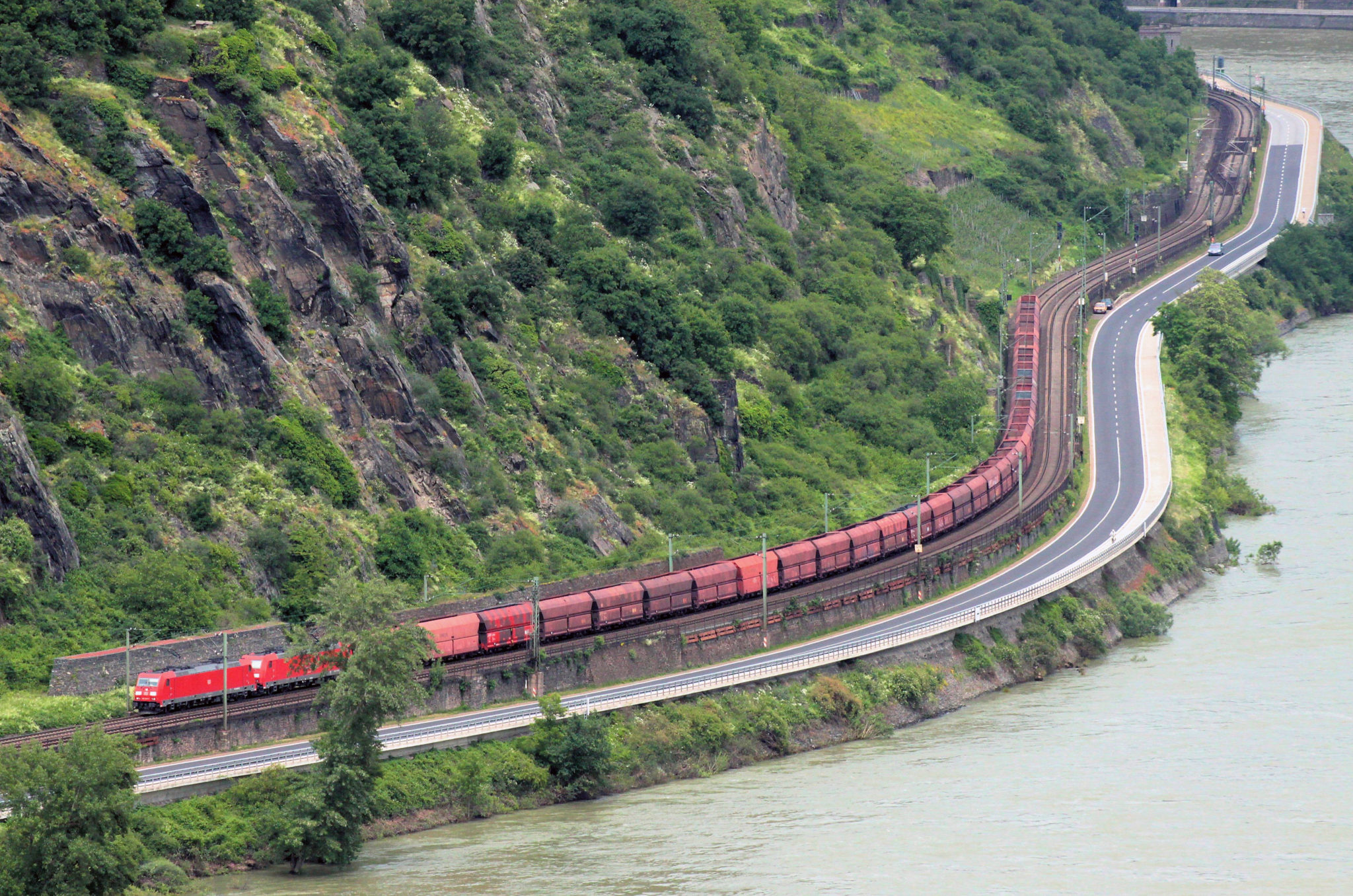 DB Cargo Freight Train in the Central Rhine Valley