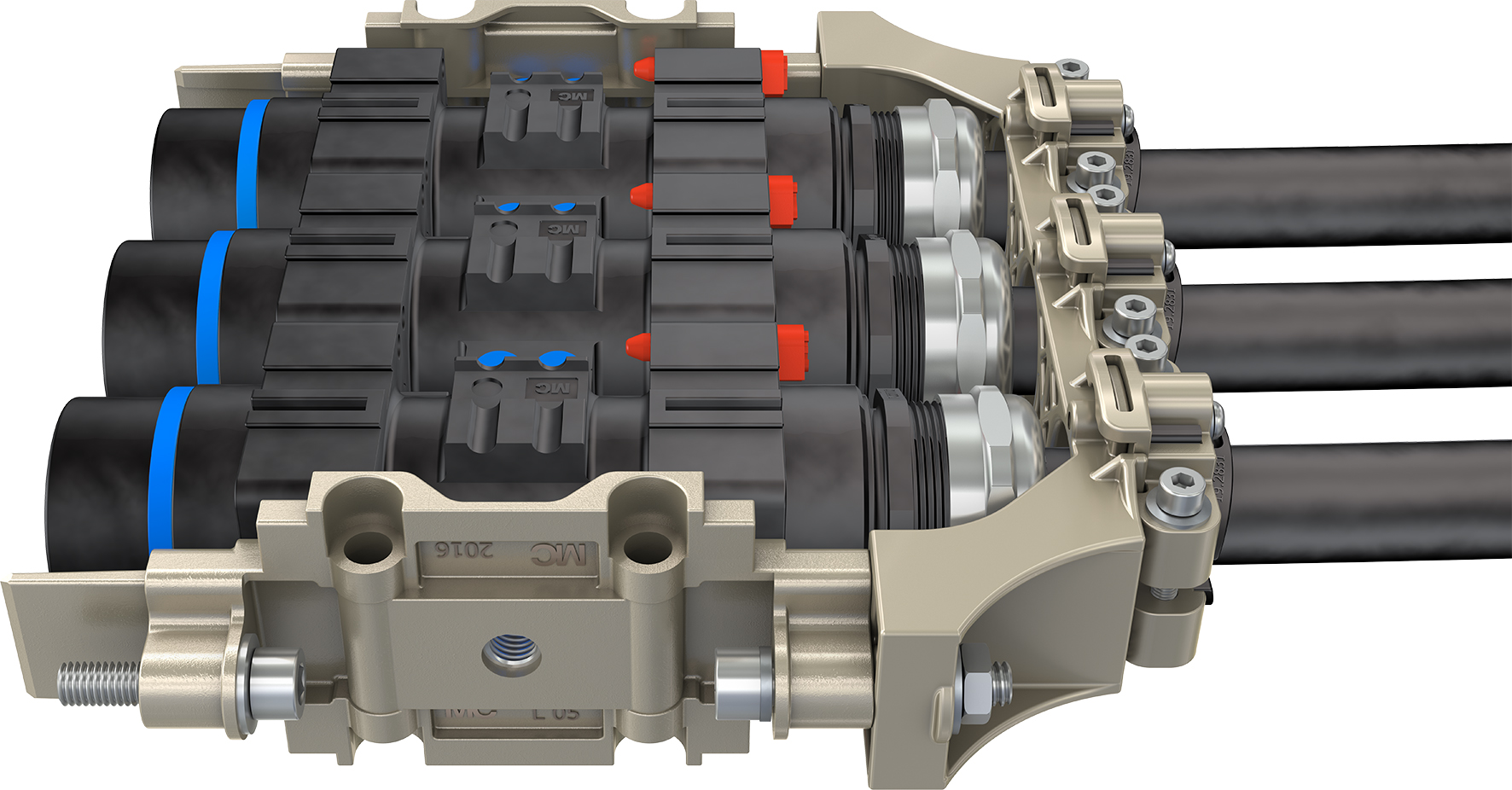 Modular Power Connector MPC with Dynamic Cable Option DCO as strain relief