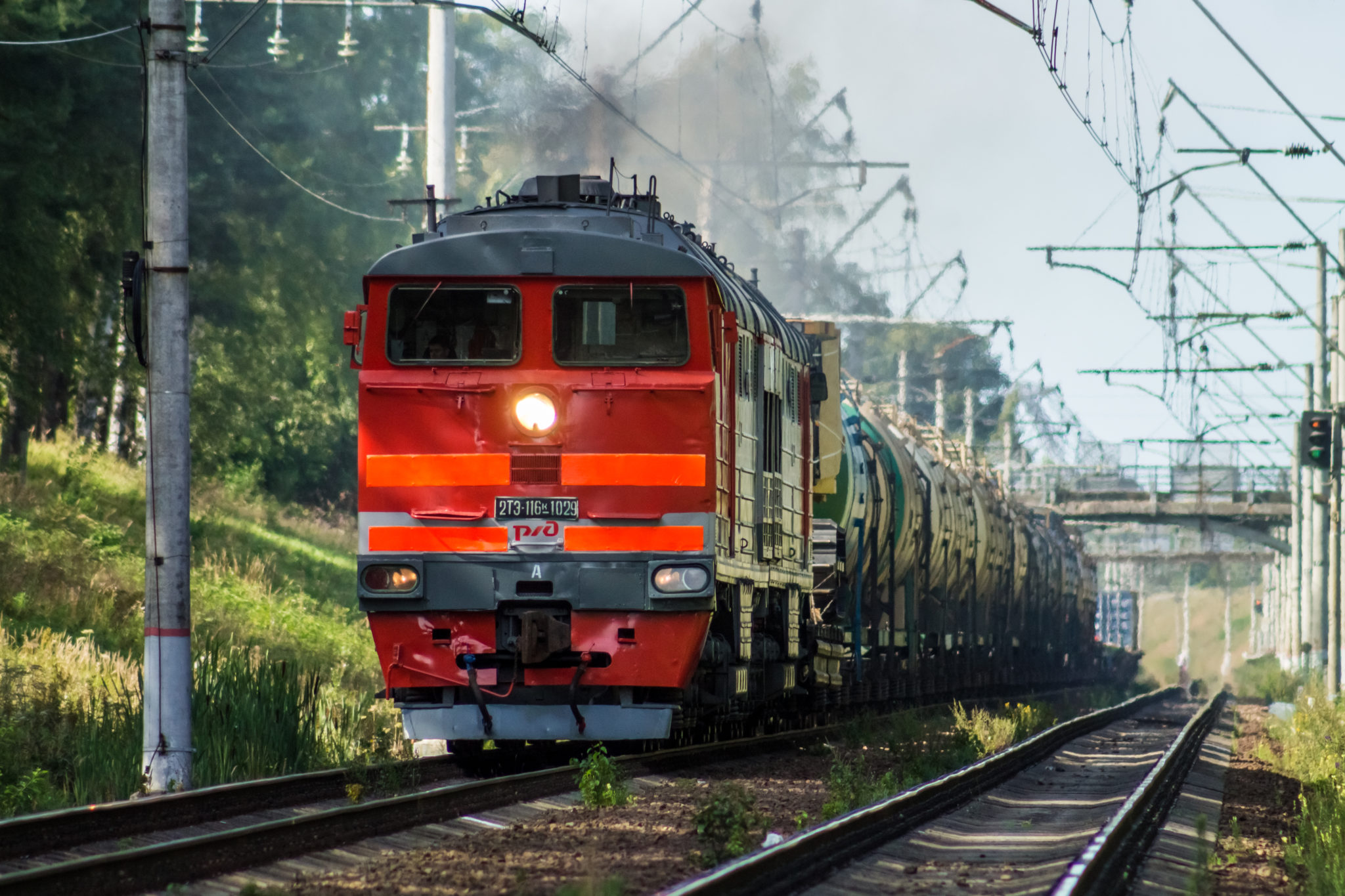 Russian Railways freight train in Russia