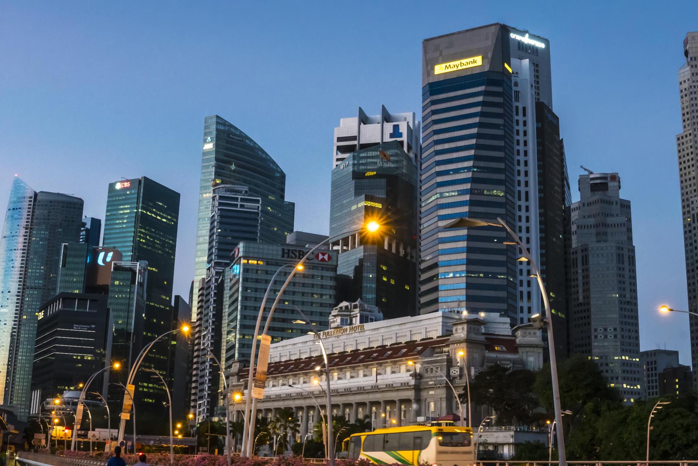 Singapore's business district is a key destination for morning commuters 