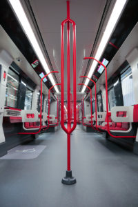 Interior of the new Alstom Lyon metro train for Line B