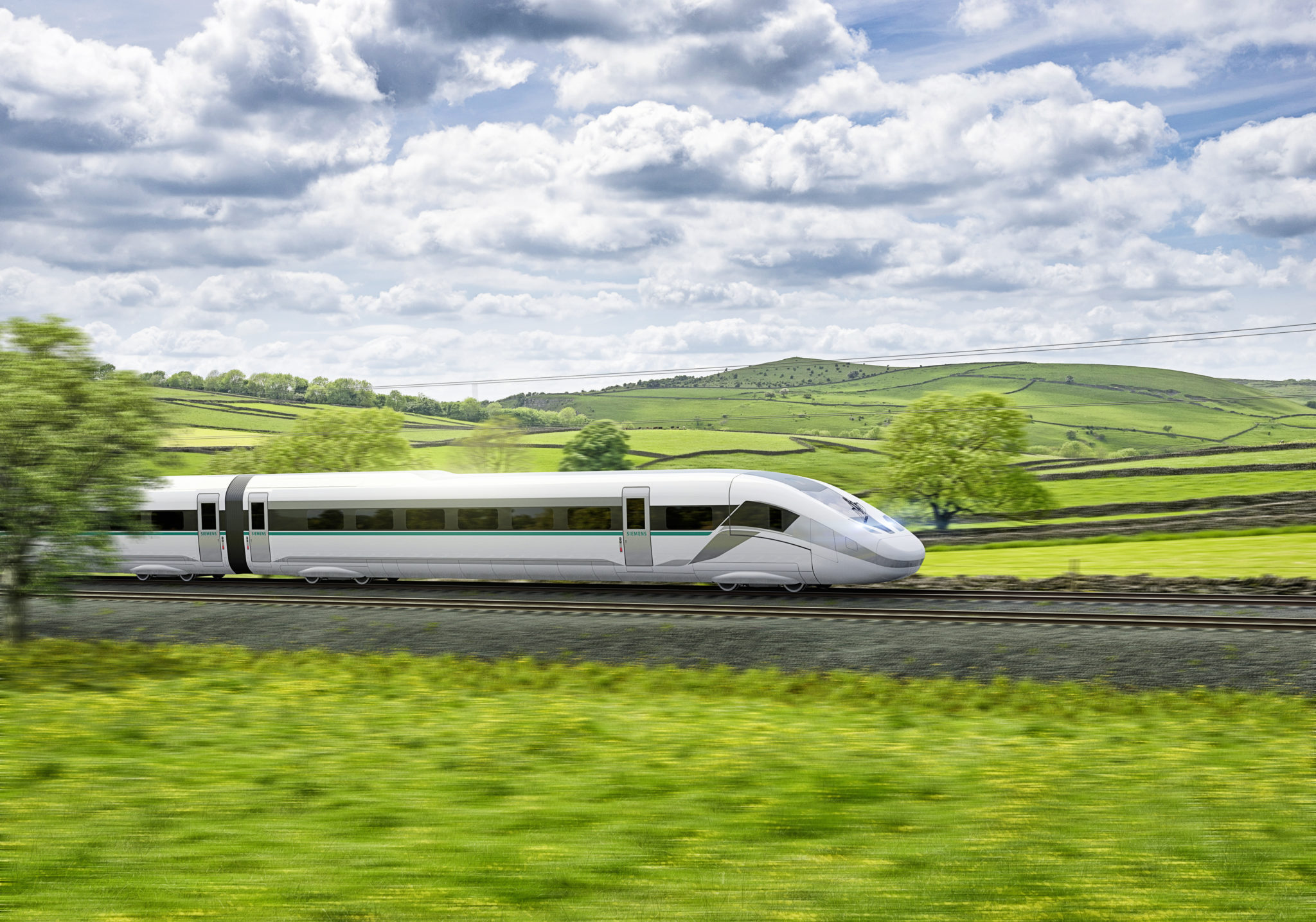 Rendering of Siemens Mobility's Velaro Novo high-speed train