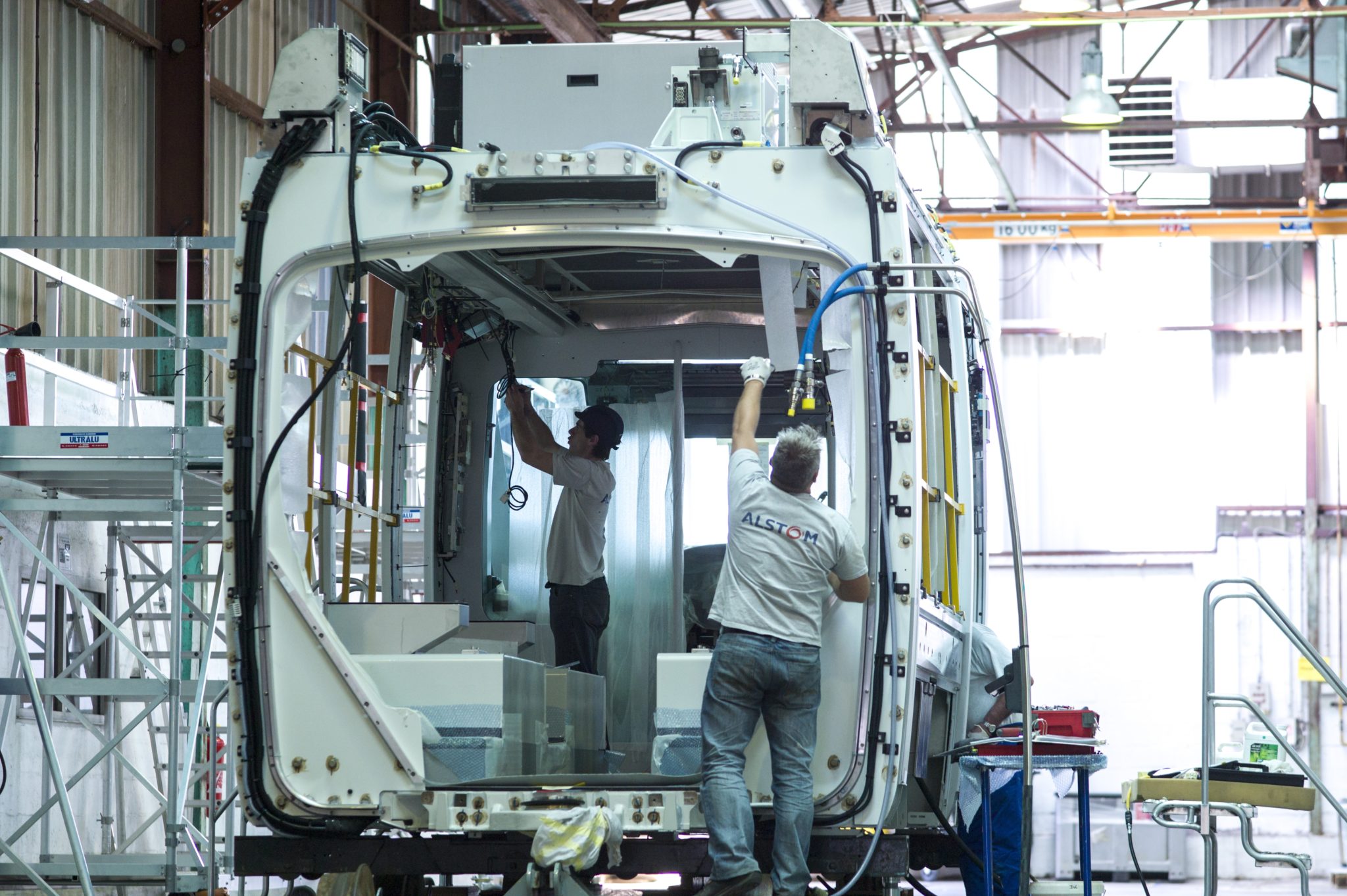 Alstom factory working on the Dubai tramway