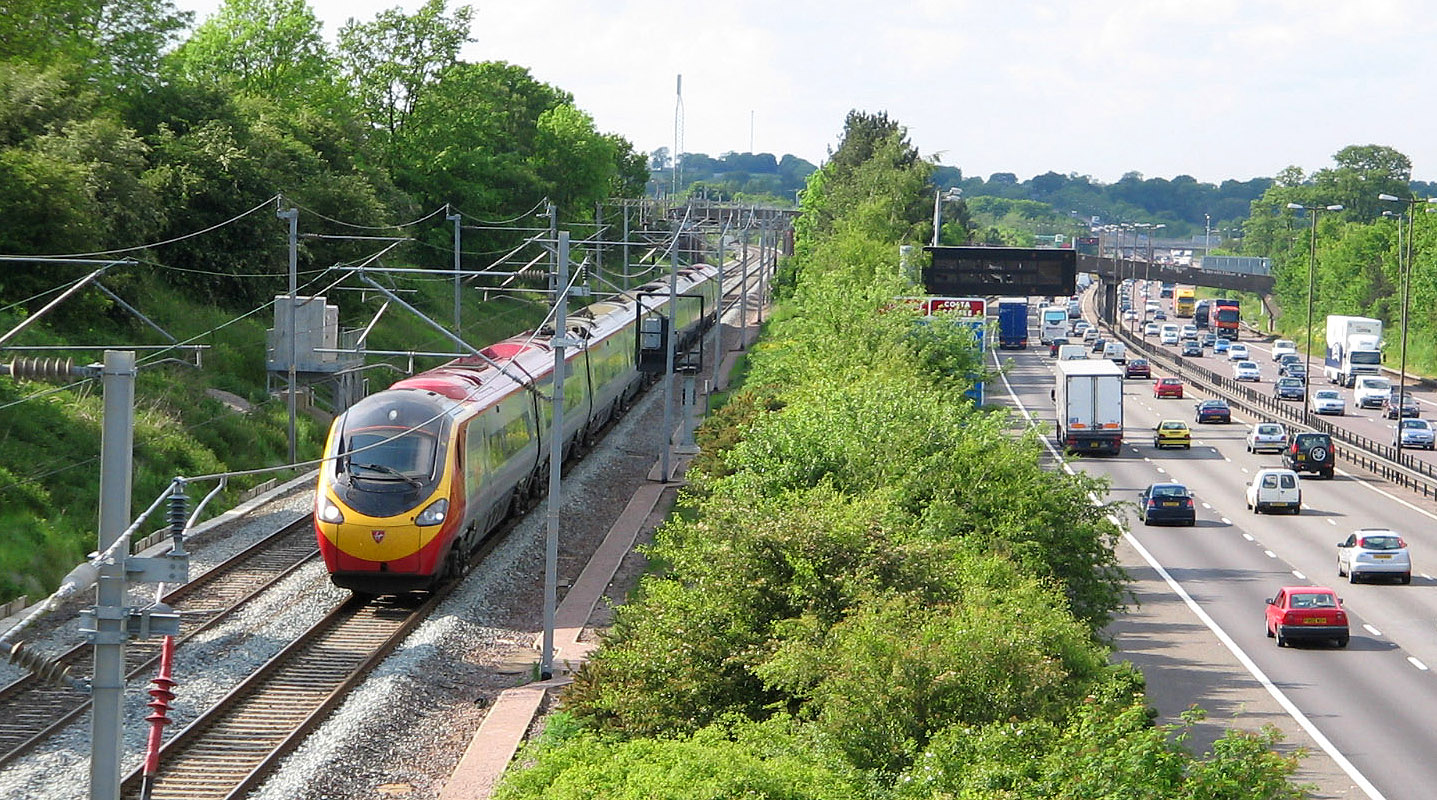 An Alstom Pendolino on the busy West Coast Main Line