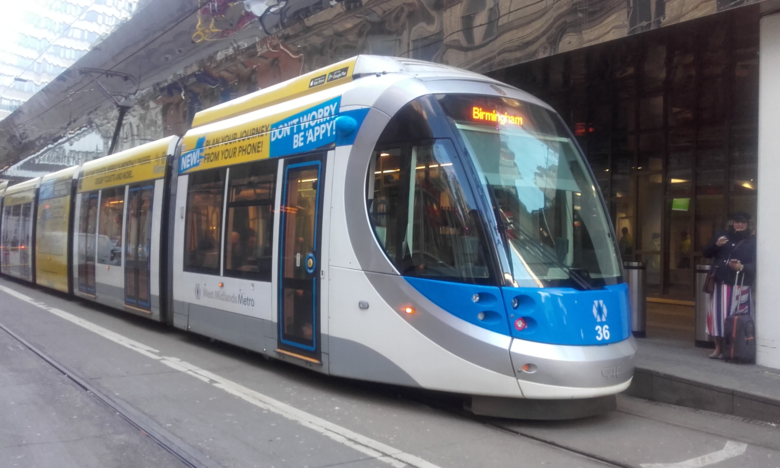 A CAF Urbos 3 tram in Birmingham