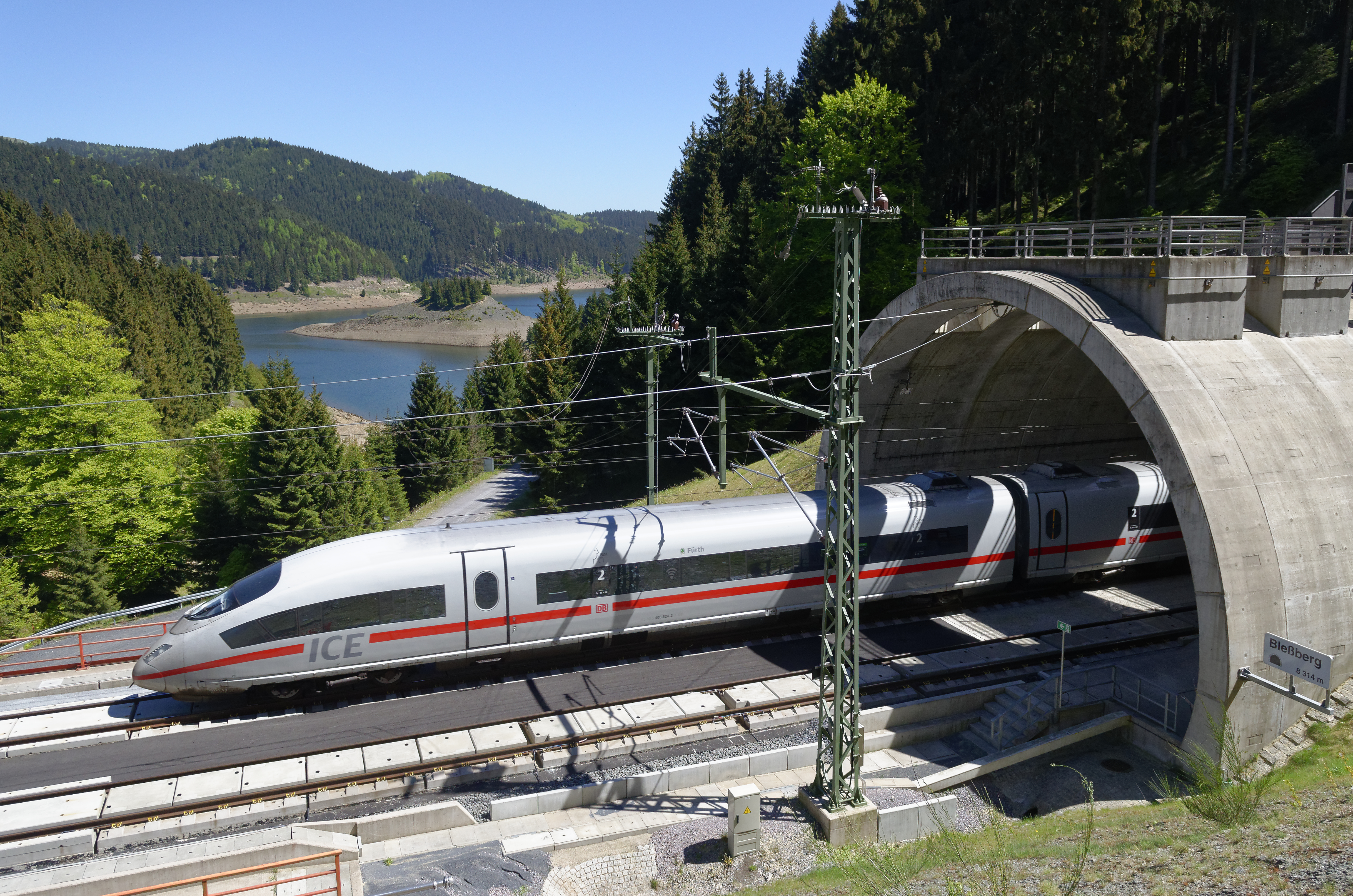 A DB ICE train on the VDE 8 German Unity Transport Project line