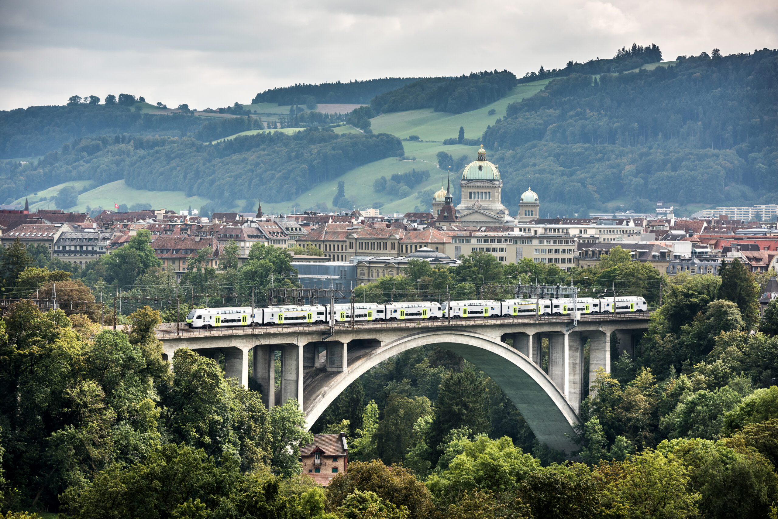 BLS MUTZ train on Lorraine Viaduct, Switerland