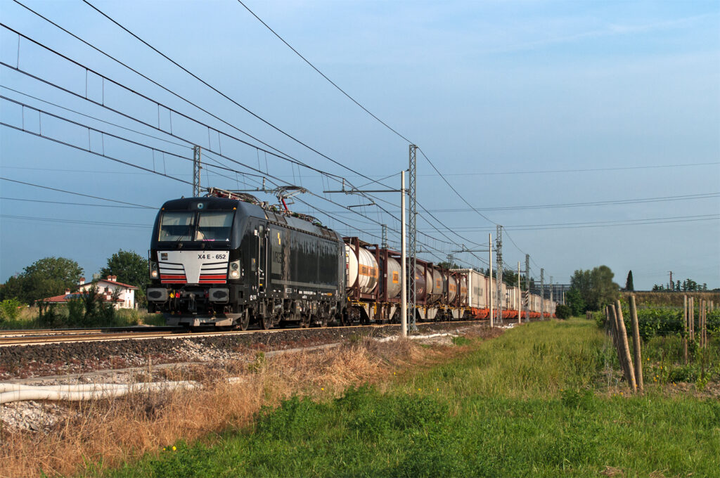 Electric freight train in Italy