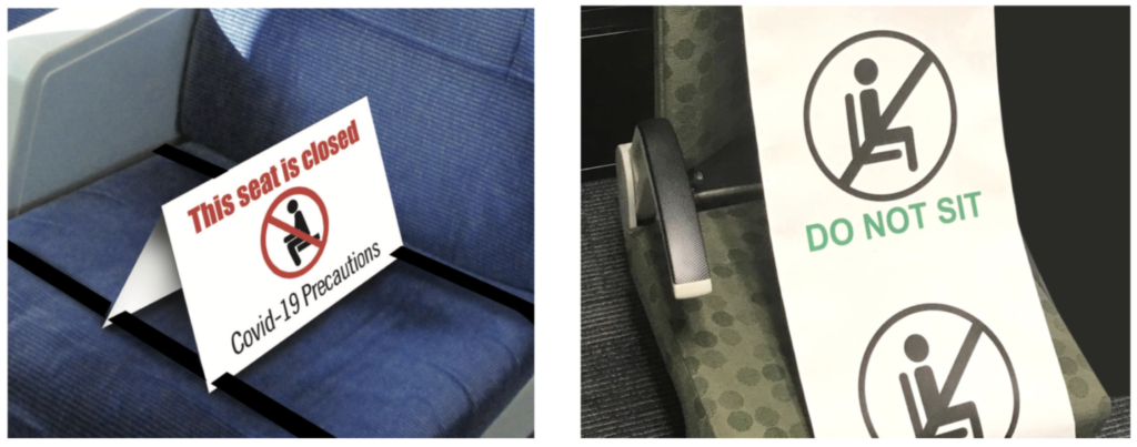 Train Seat signs and banners