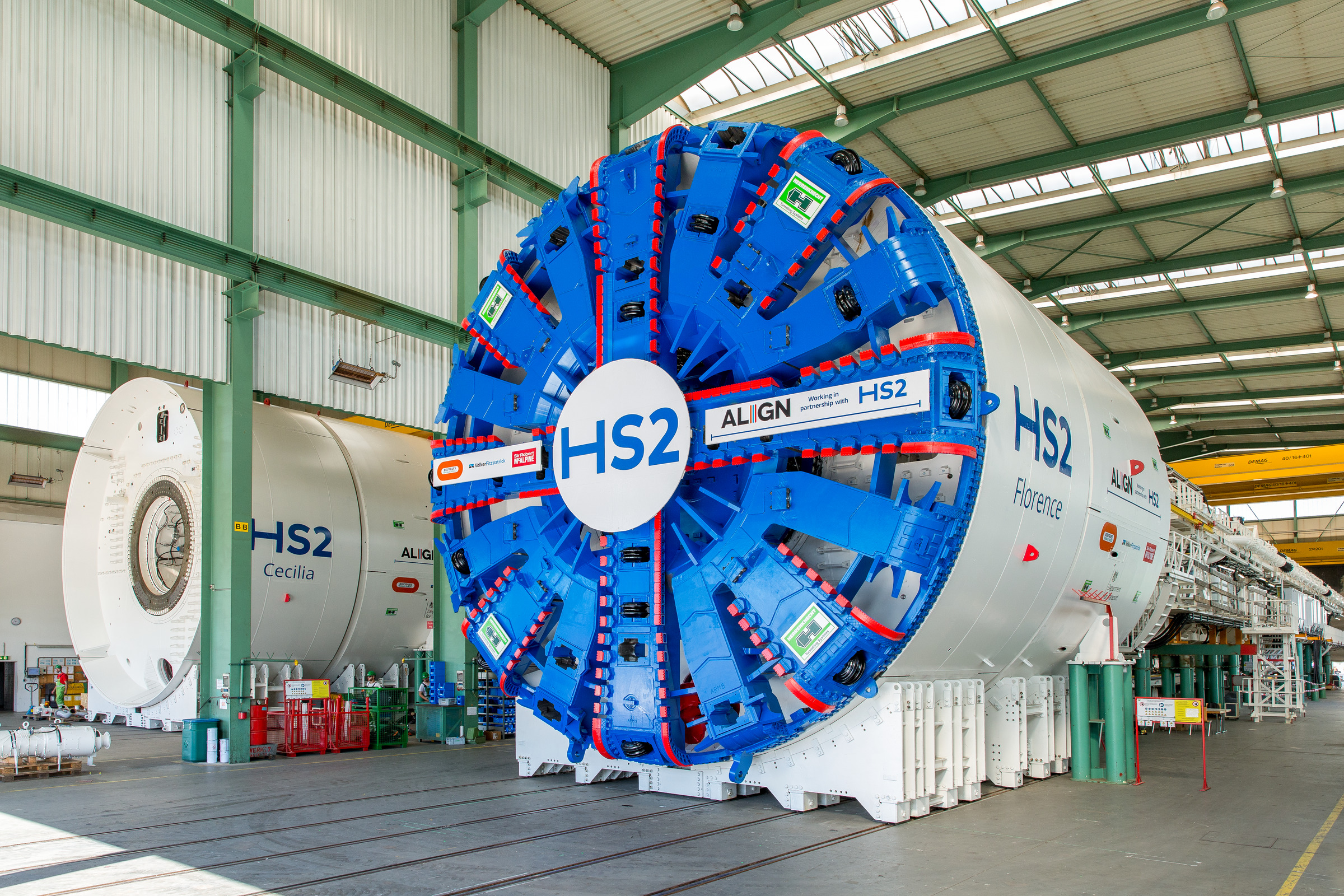 TBM Florence at the Herrenknecht factory, ready for shipping to HS2