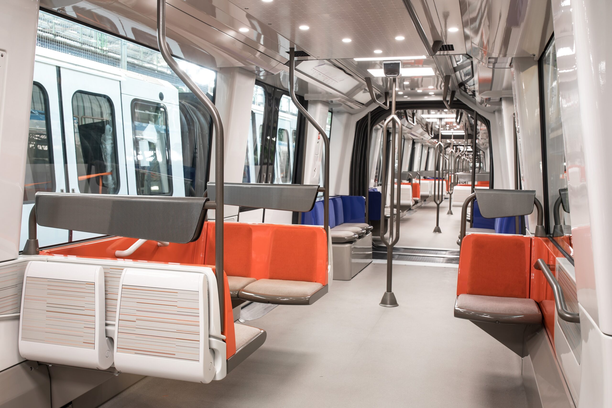 Interior of the MP14 metro for Line 14, Paris