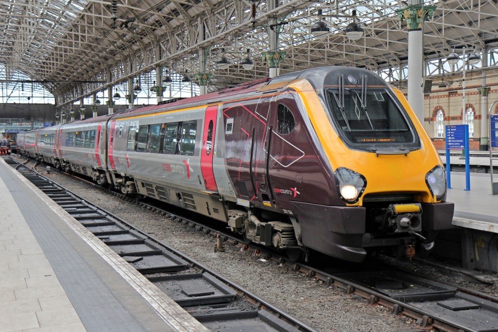 A CrossCountry Bombardier Super Voyager, Class 221, in Manchester