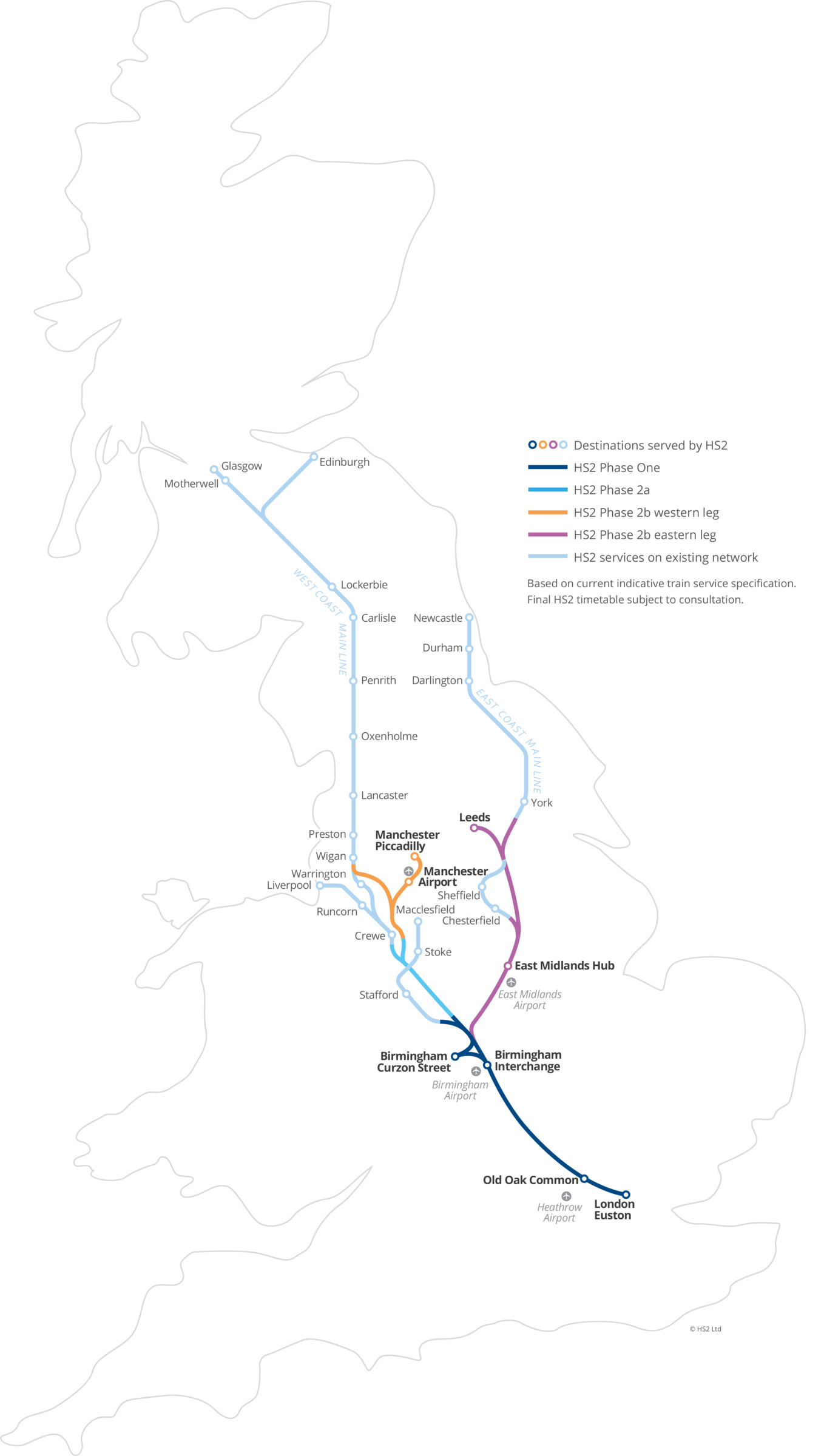 HS2 Phase 2b map