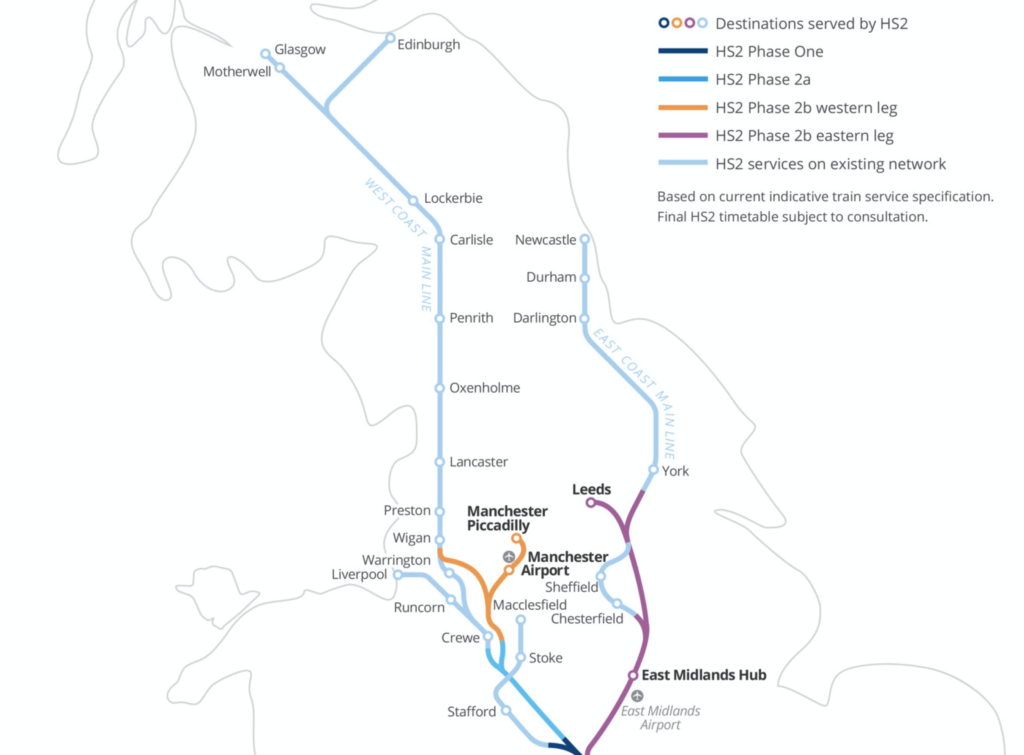 HS2 Phase 2b map section