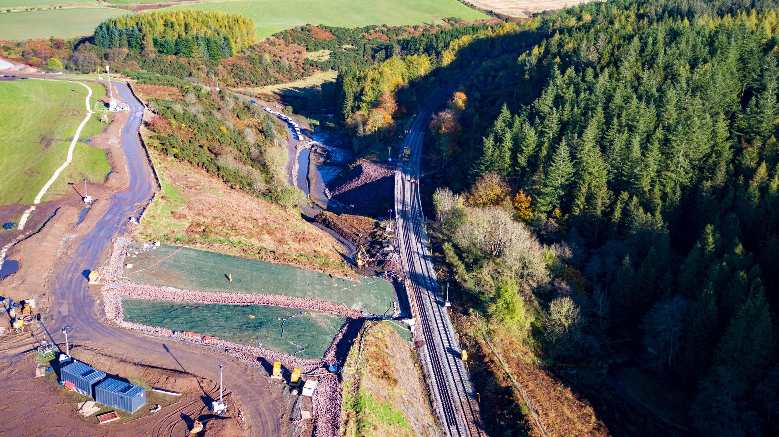 Stonehaven derailment site on 30 October 2020