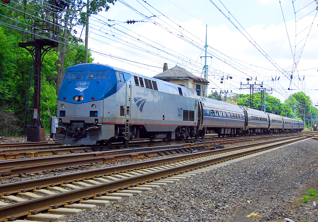 The Amtrak Pennsylvanian, which runs on the NEC and the Keystone Corridor