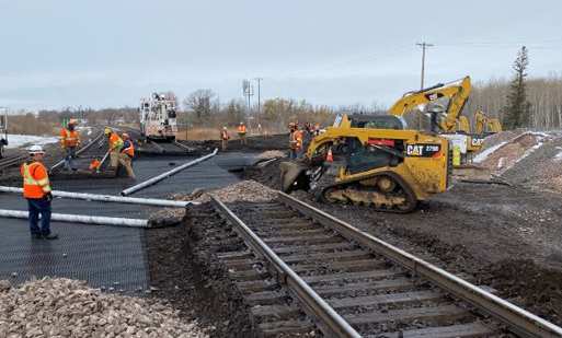 railroad tracks crossing ballast construction