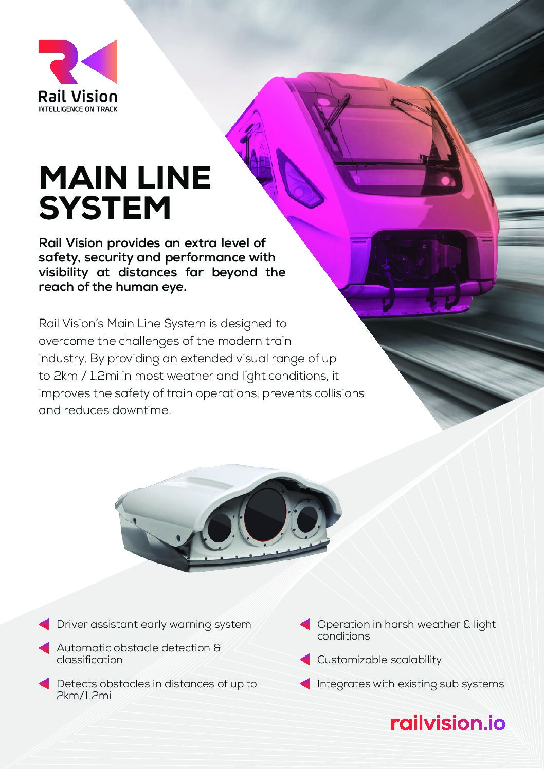 Rail Vision Main Line System Fact Sheet