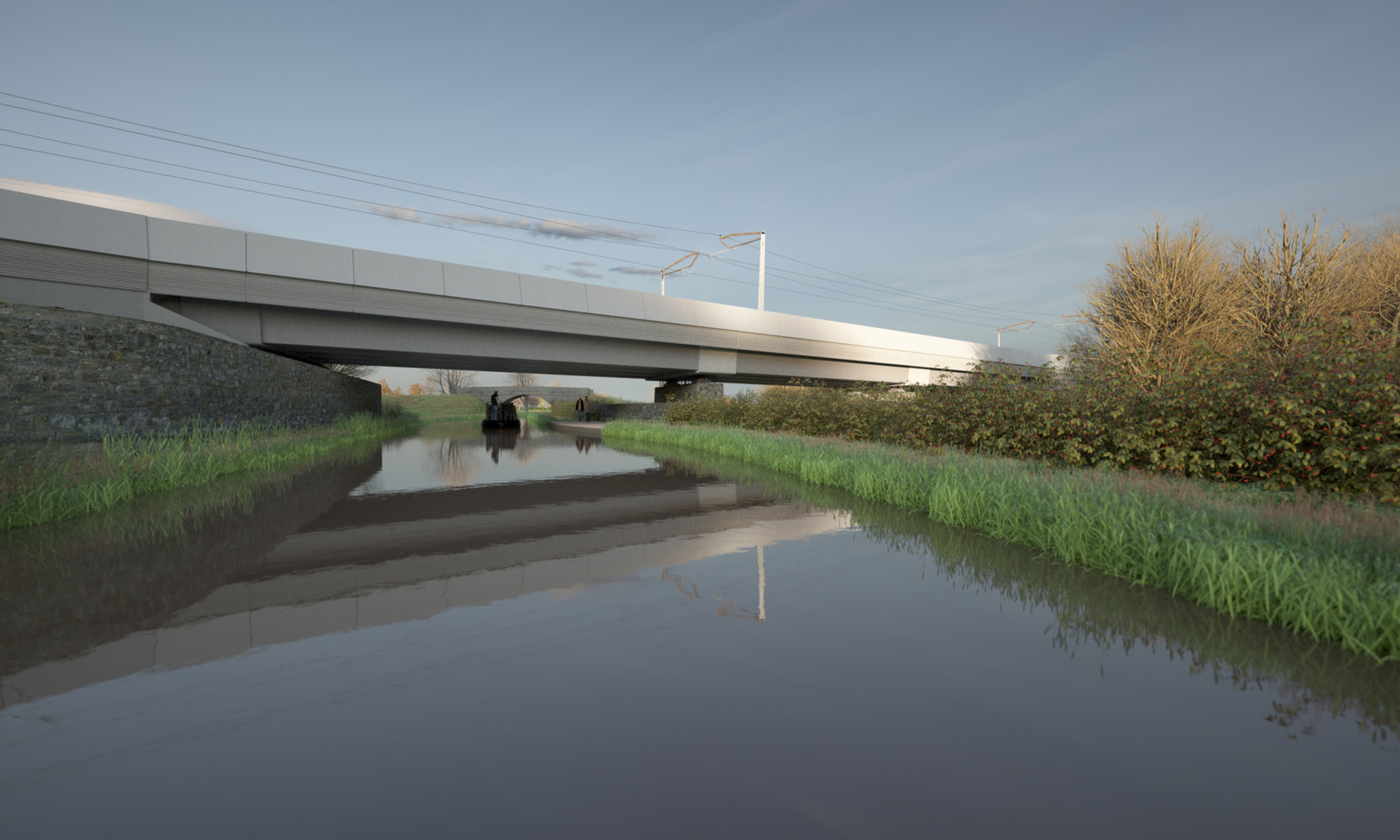 A CGI artist's impression of the HS2 Oxford Canal Viaduct