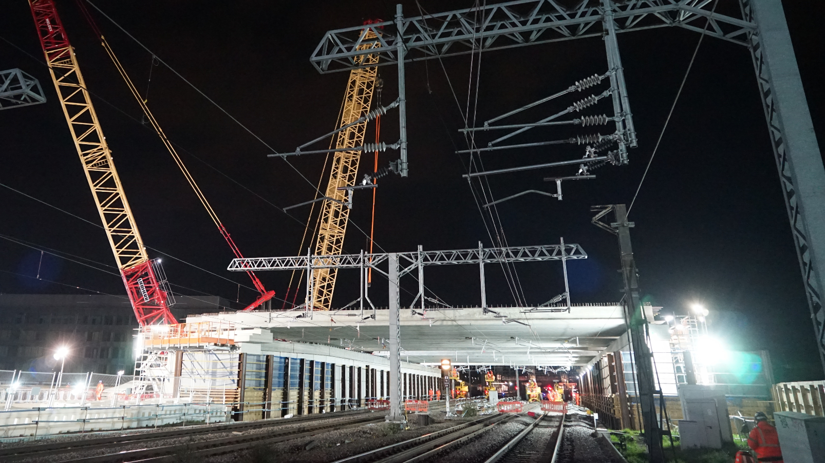 Network Rail Bletchley flyover rebuild early May 2021.