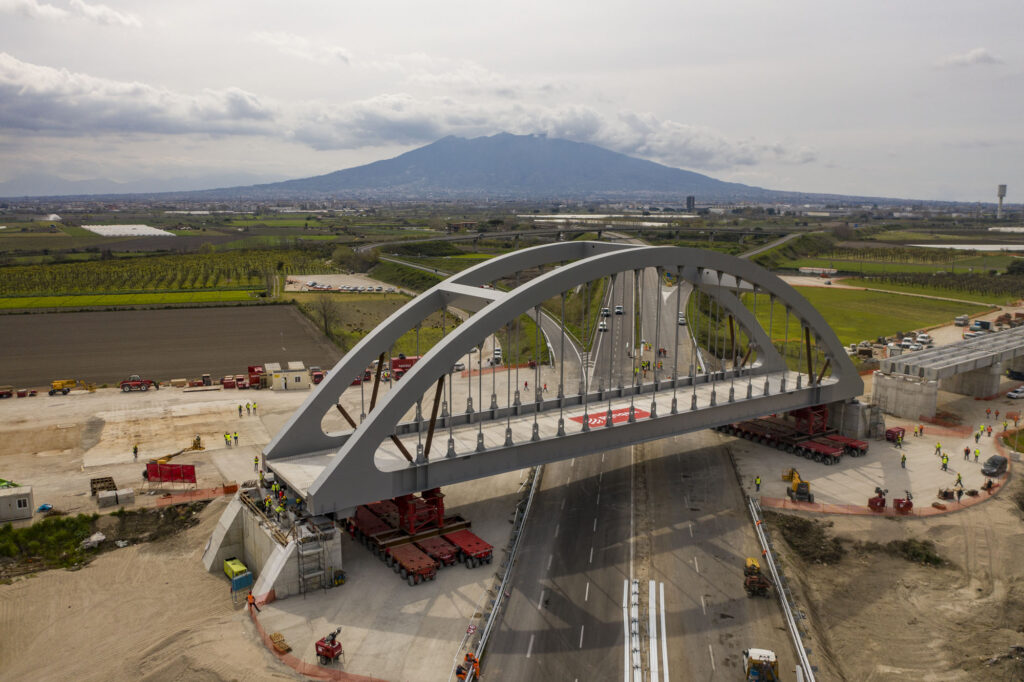 Webuild installs arch bridge on Naples-Cancello section of Naples-Bari high-speed railway development.