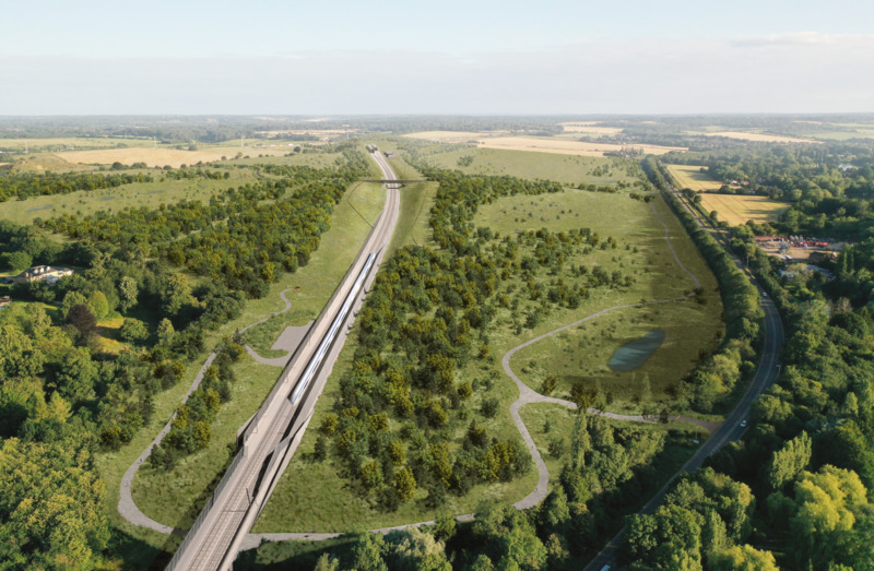 Integration of the HS2 rail line within the Colne Valley Western Slopes.