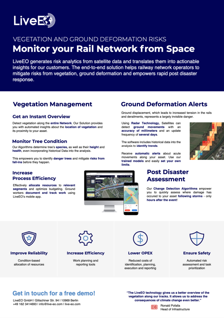 LiveEO GmbH Railway Satellite Monitoring