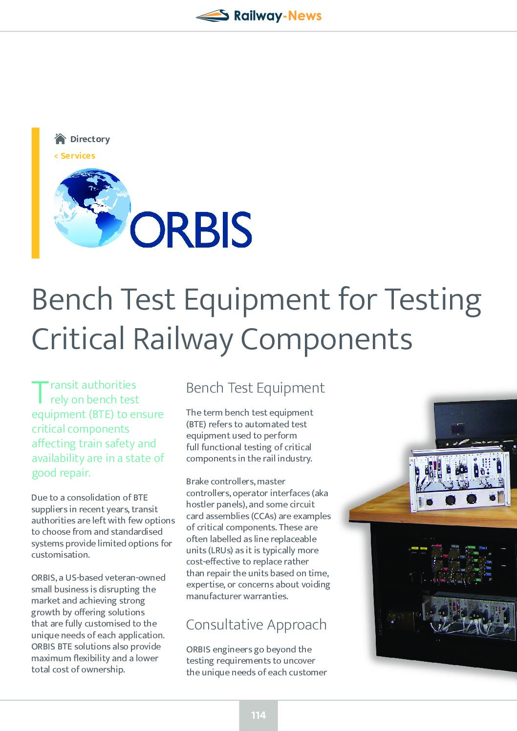 Bench Test Equipment for Testing Critical Railway Components