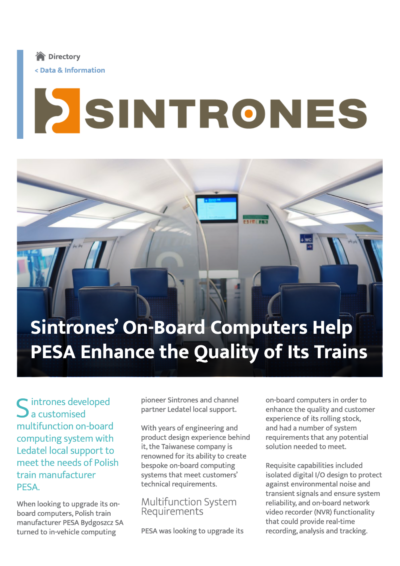 Sintrones’ On-Board Computers Help PESA Enhance the Quality of Its Trains