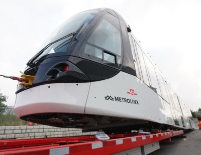 First LRV Arrives at Toronto’s Finch West Maintenance and Storage Facility