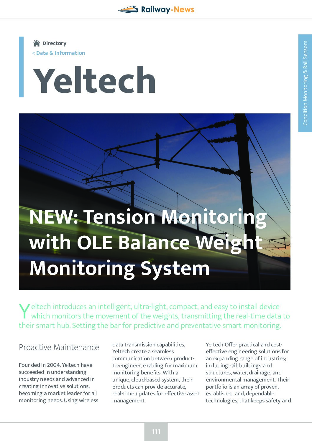 NEW: Tension Monitoring with OLE Balance Weight Monitoring System