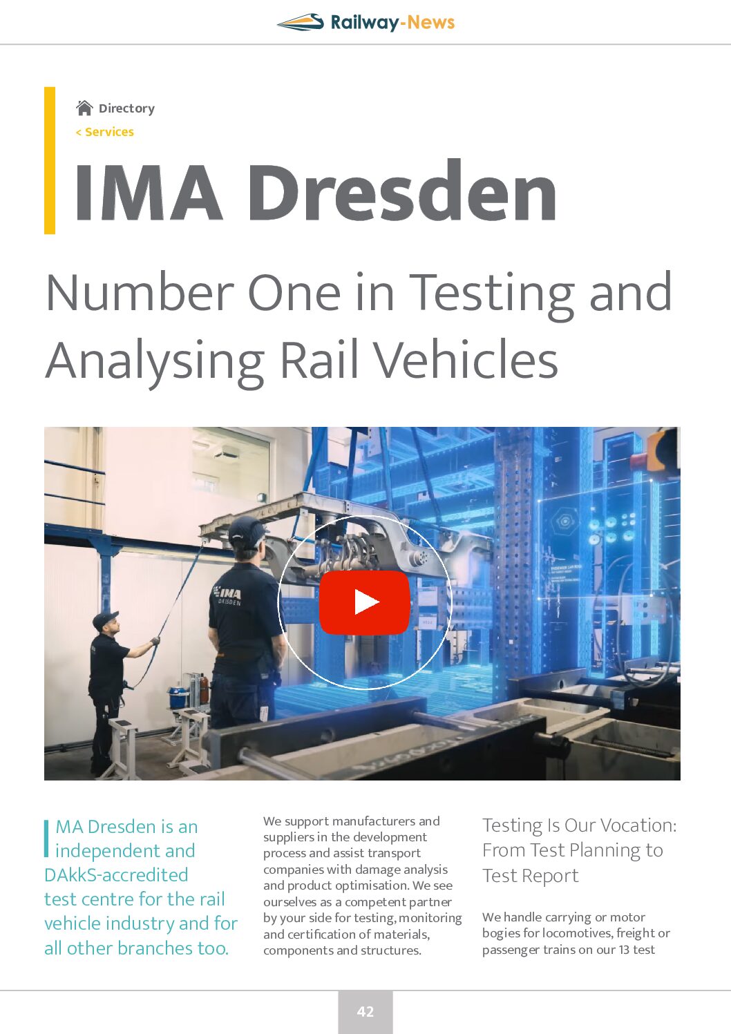 IMA Dresden – Number One in Testing and Analysing Rail Vehicles