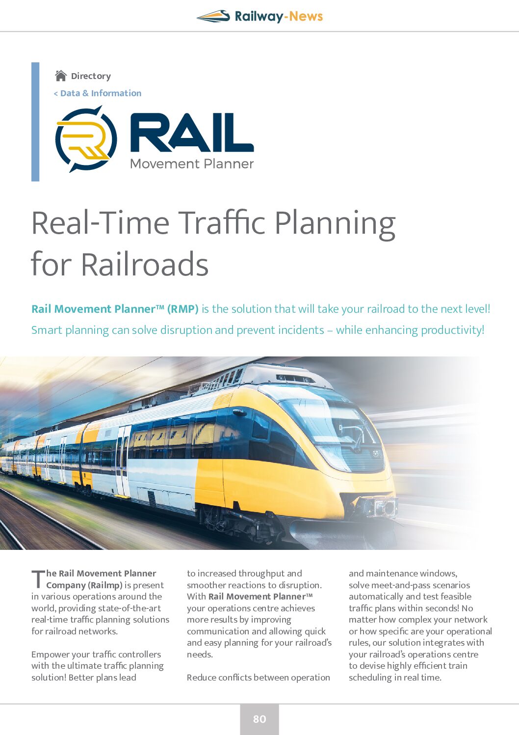 Rail Movement Planner – Real-Time Traffic Planning for Railroads