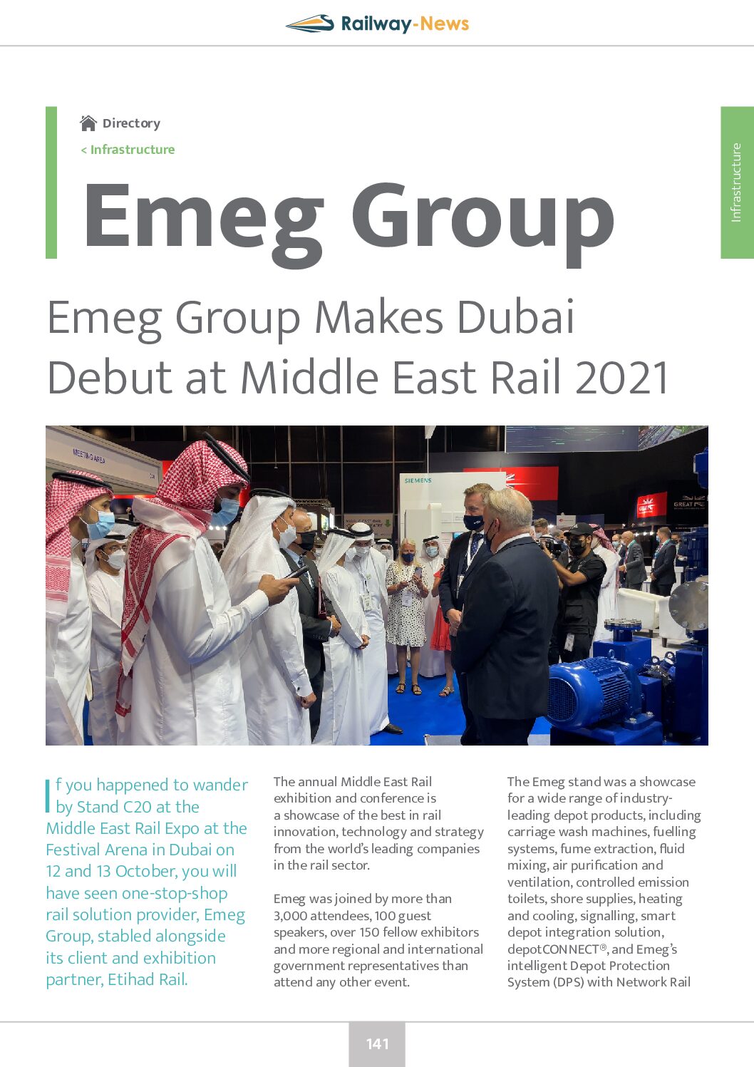 Emeg Group Makes Dubai Debut at Middle East Rail 2021