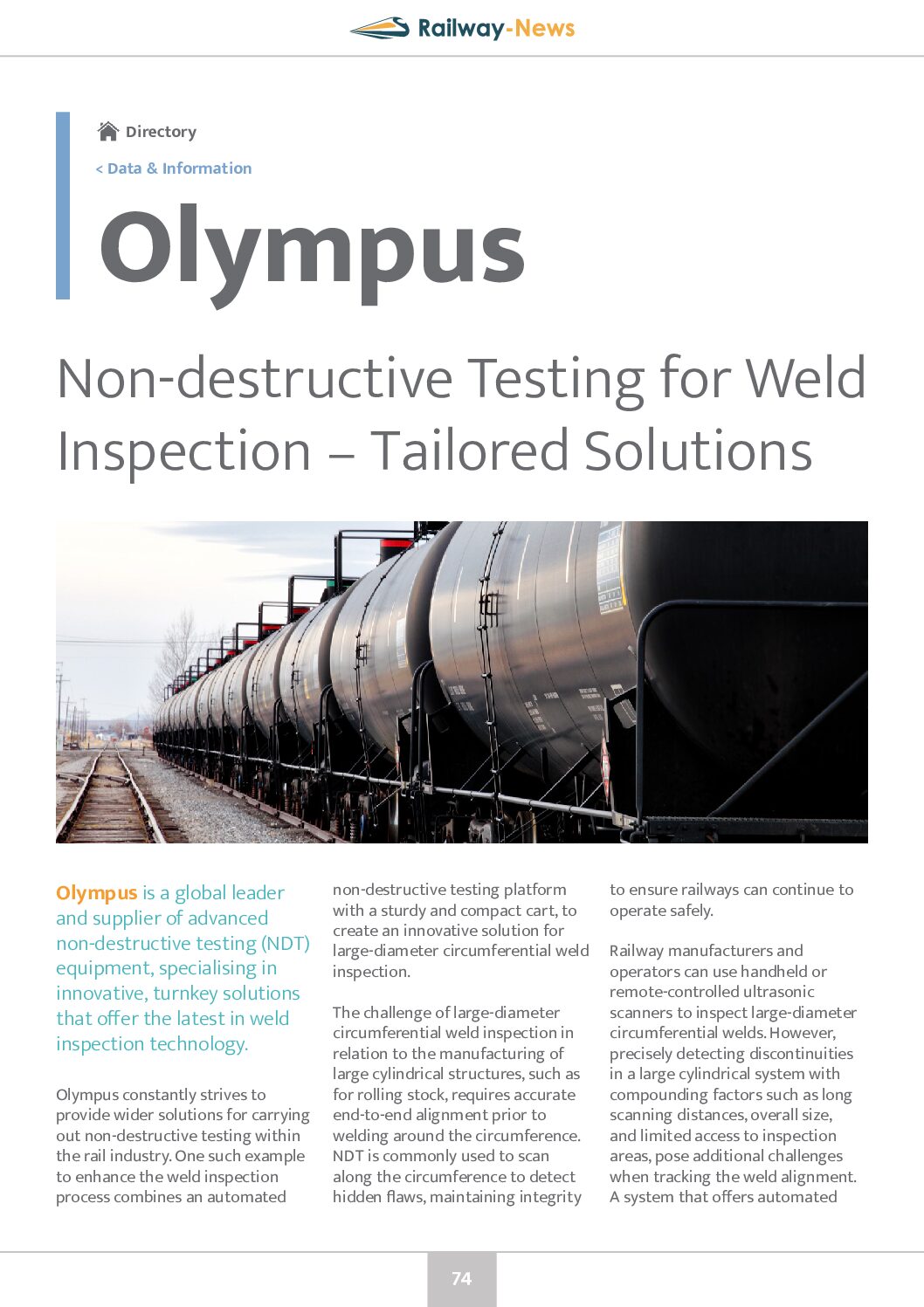 Olympus – Non-destructive Testing for Weld Inspection – Tailored Solutions