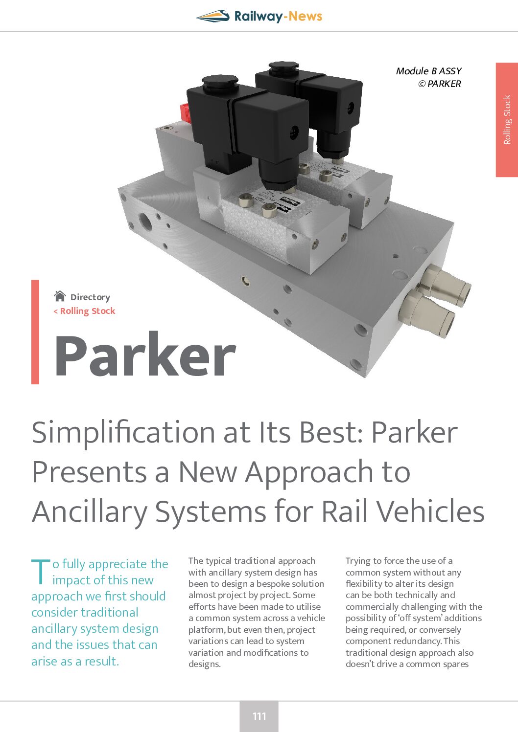 Parker – A New Approach to Ancillary Systems for Rail Vehicles