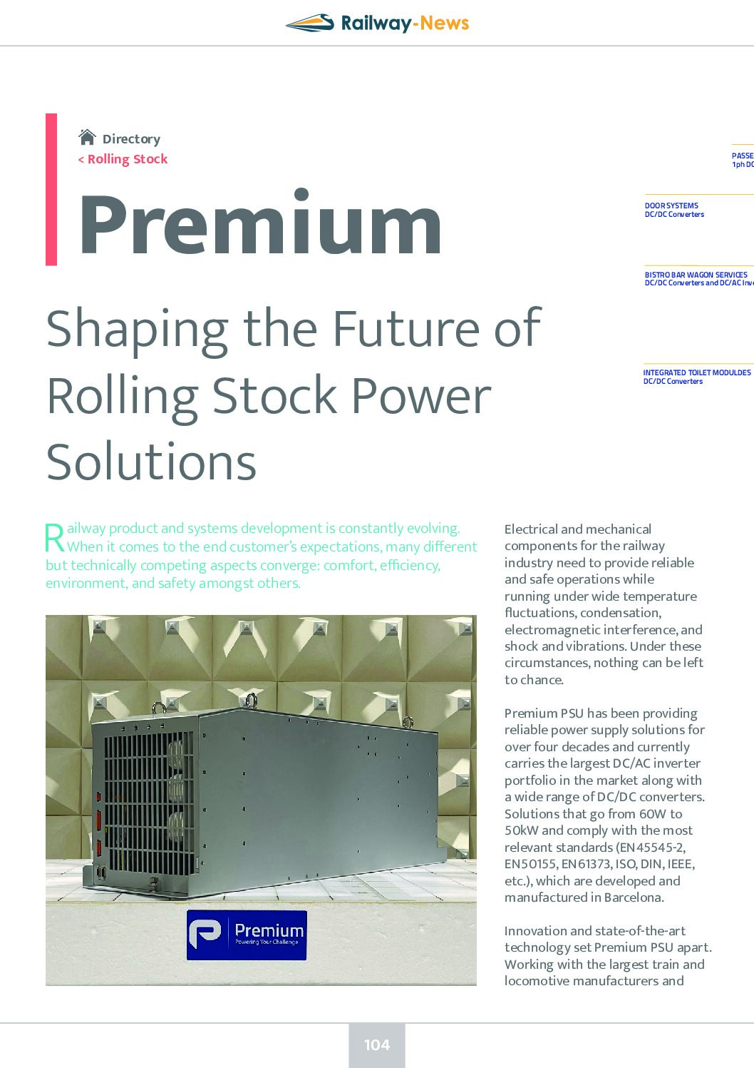 Premium – Shaping the Future of Rolling Stock Power Solutions