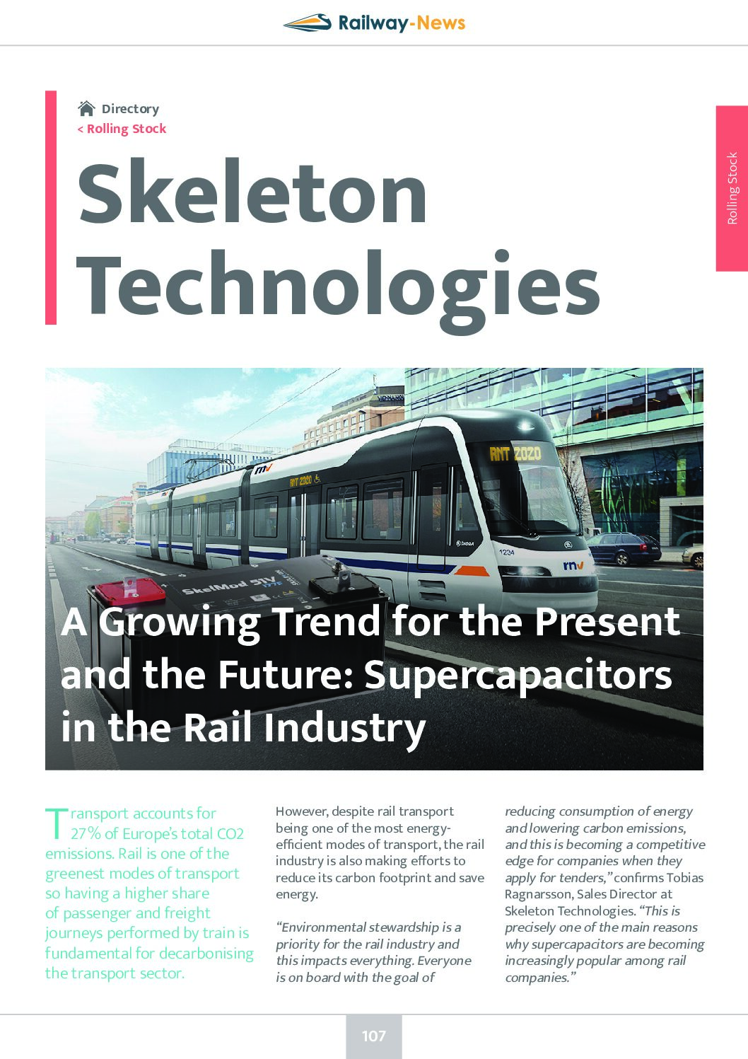 Skeleton Technologies – Supercapacitors in the Rail Industry