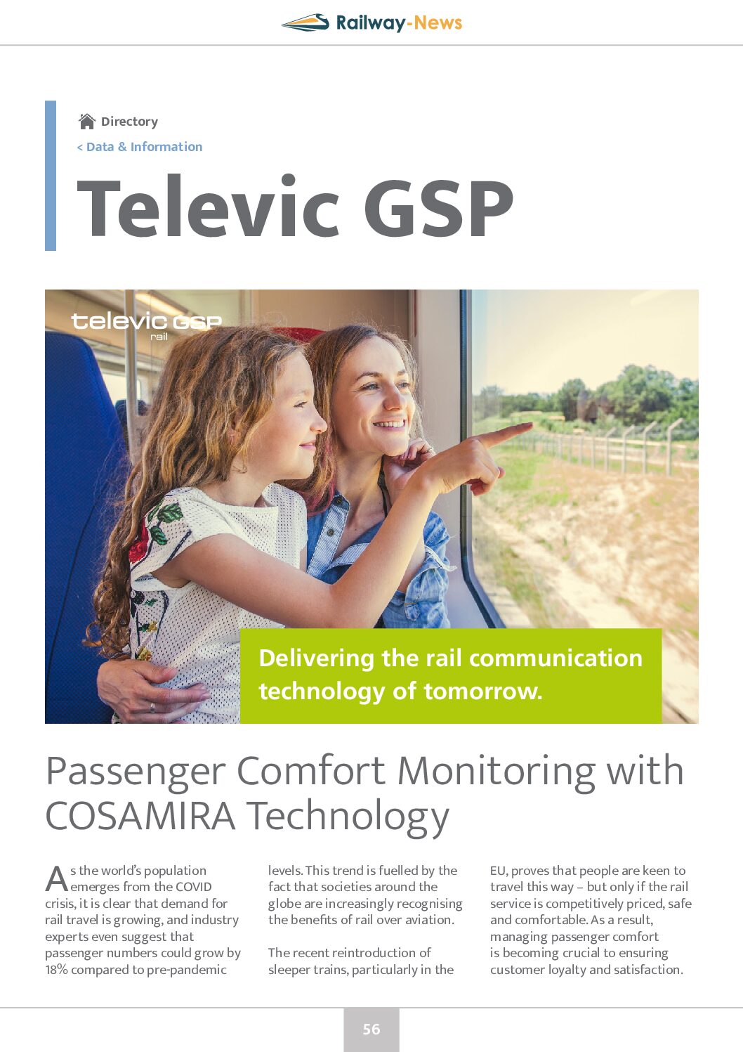 Televic GSP – Passenger Comfort Monitoring with COSAMIRA Technology